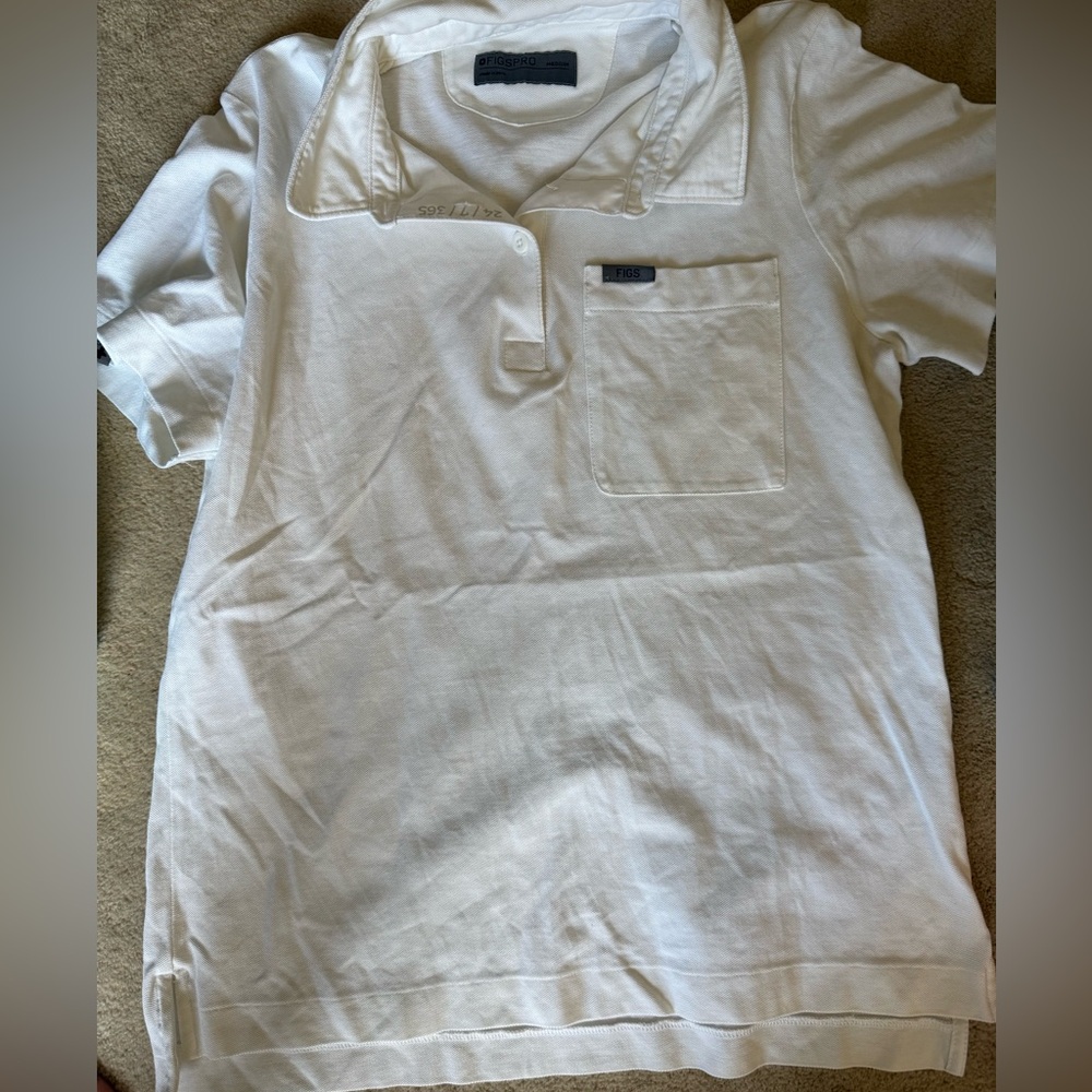 FIGSpro White Polo Shirt with Chest Pocket